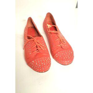 Madden Girl Women's Julissa Size 9 Coral colored and crystal flat shoes